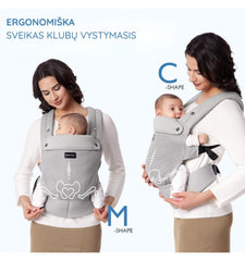 Momcozy ergonominė kūdikių nešioklė su tinkleliu, Grey