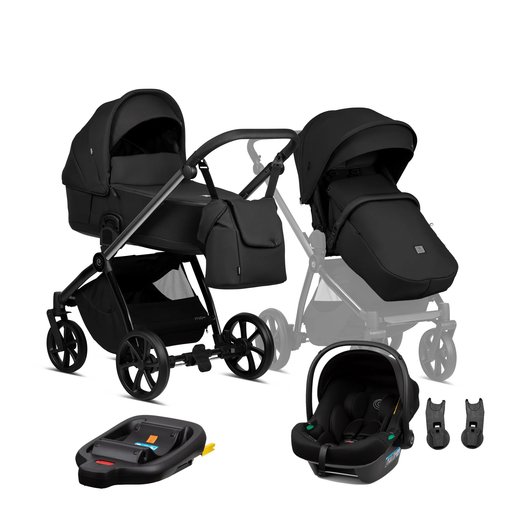 Tutis Mio3+ Thermo Black Edition universalus vežimėlis 4in1 (060)+ Tutis Elo Lux i-Size autokėdutė ir Isofix bazė