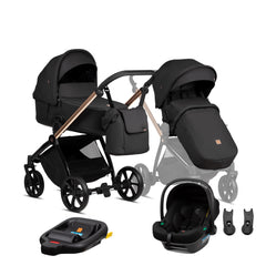 Tutis Mio Plus Thermo Black Edition universalus vežimėlis 4in1 (292) + Tutis Elo Lux i-Size autokėdutė ir Isofix bazė